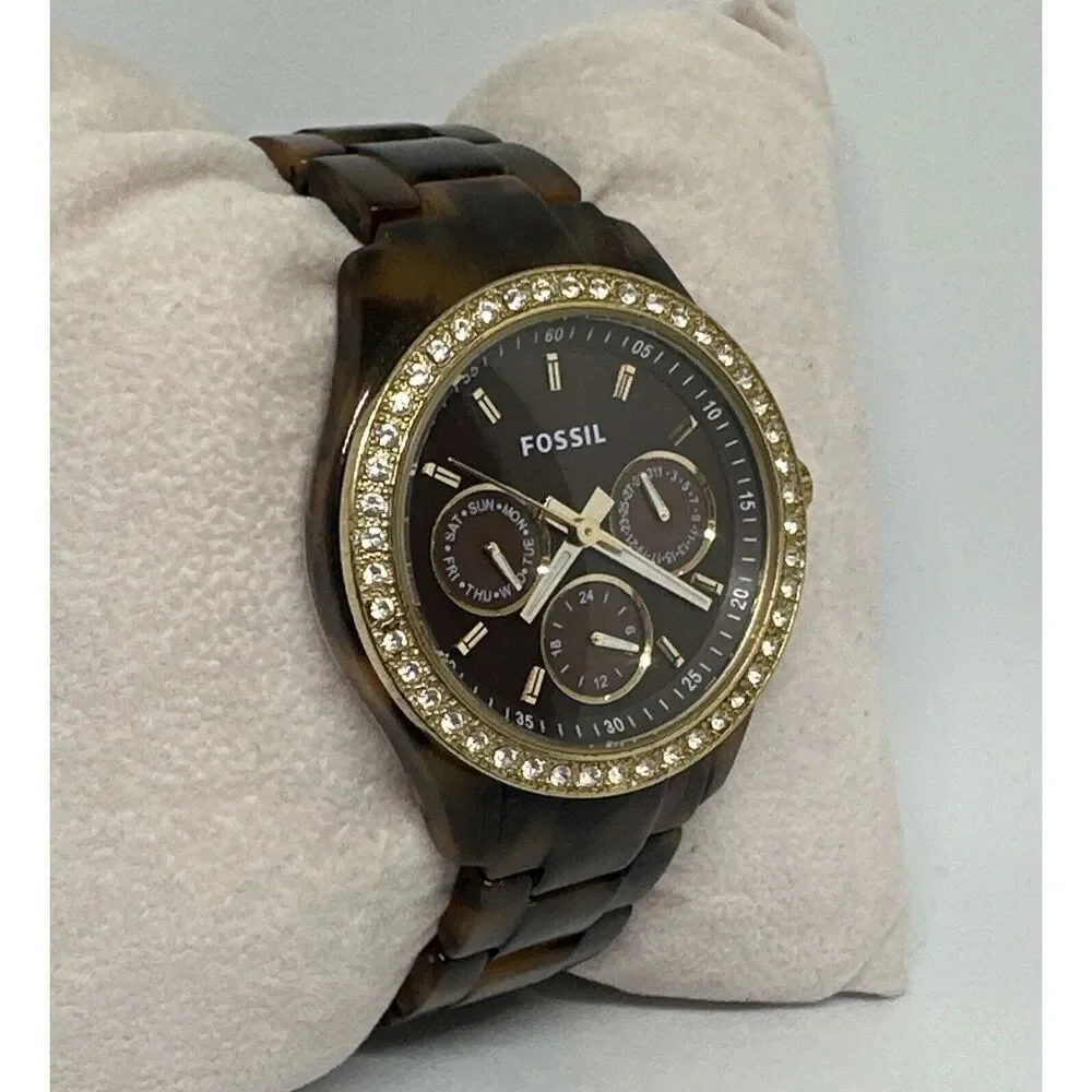 Fossil Stella ES2795 Women's Brown Resin Strap Analog Dial Quartz Watch HME370